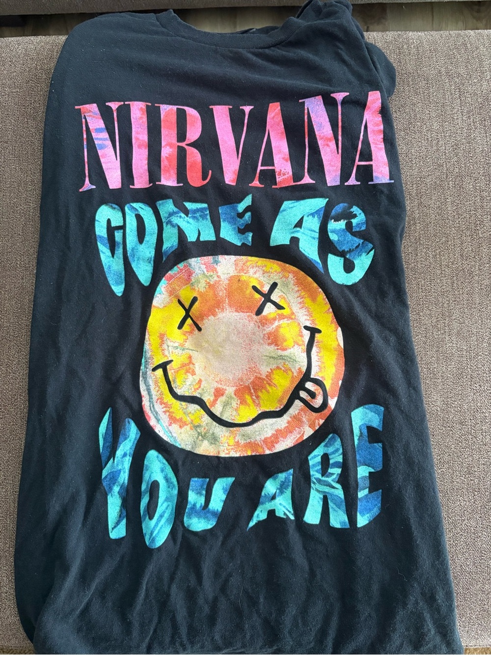 NIRVANA Black Kids Tee with Pink and Blue Logo